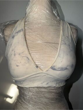 Cream Marble-Print Bralette